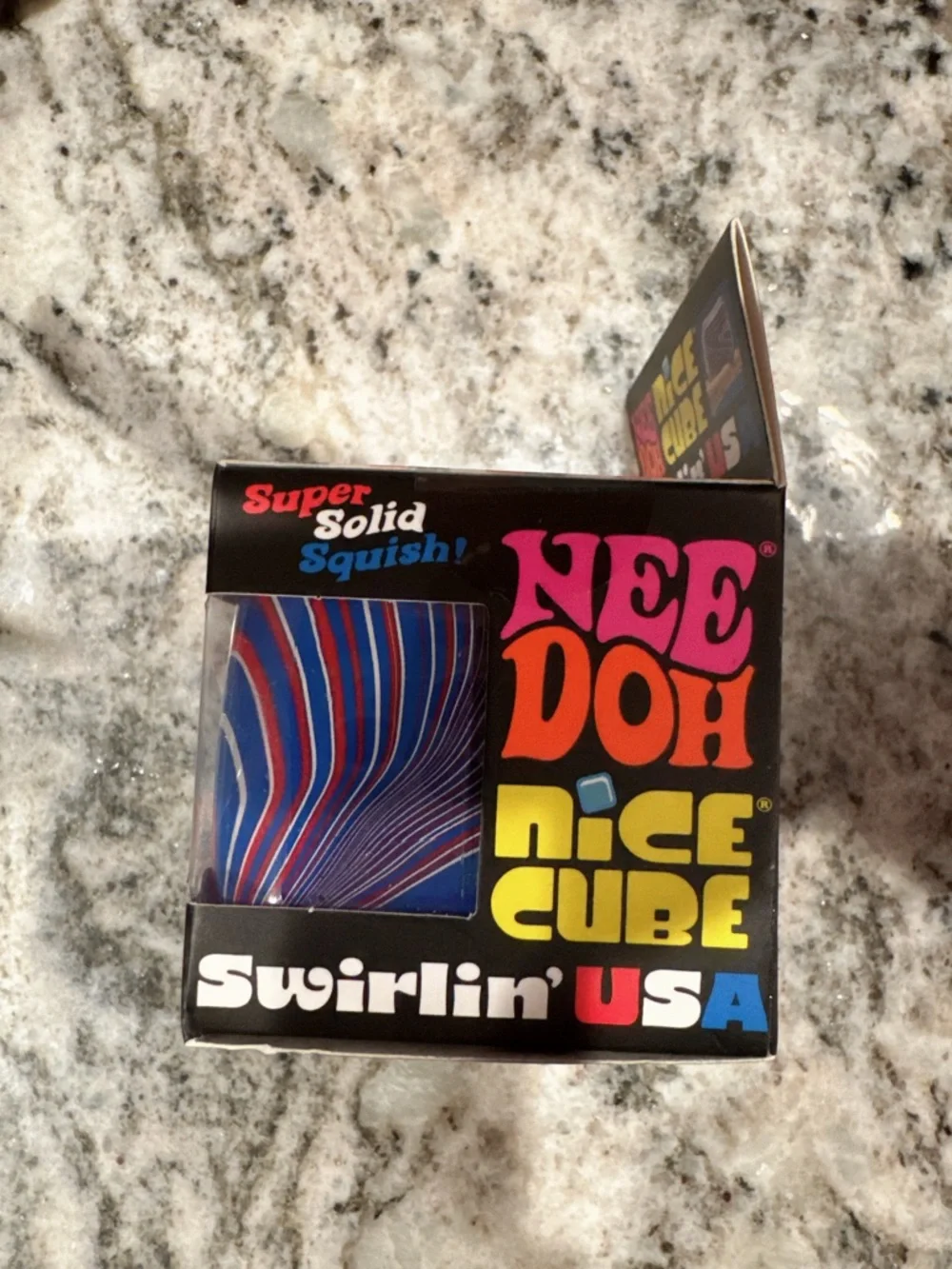 NeeDoh Nice Cube Swirlin' USA Super Solid Squish - Blue & Red! - Picture 2 of 4